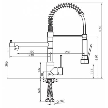 Grifo monomando profesional para fregadero industrial Serie 1100