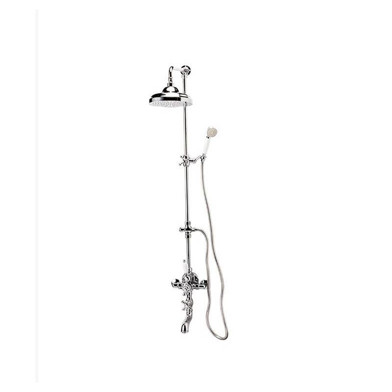 Grifo baño-ducha termostática con columna, rociador y accesorios ducha serie Retro referencia 40041340 Galindo
