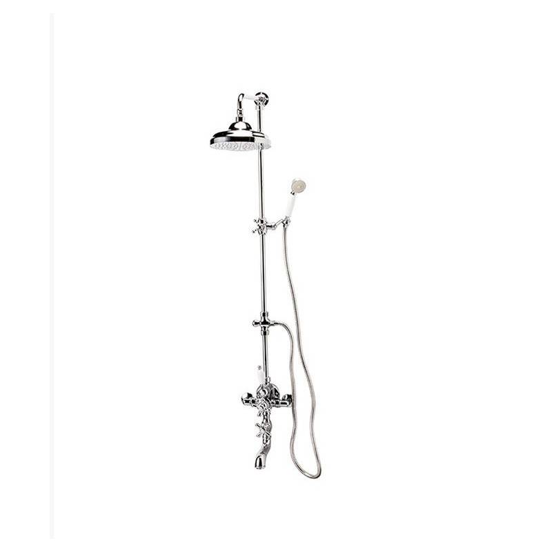 Thermostatic bath-shower faucet with column and sprayer Retro series reference 40041440 Galindo