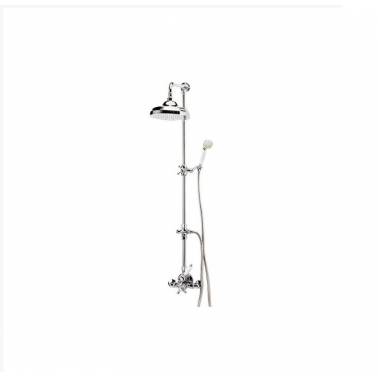 Grifo ducha termostática con columna, rociador y accesorios ducha serie Retro referencia 40049140 Galindo