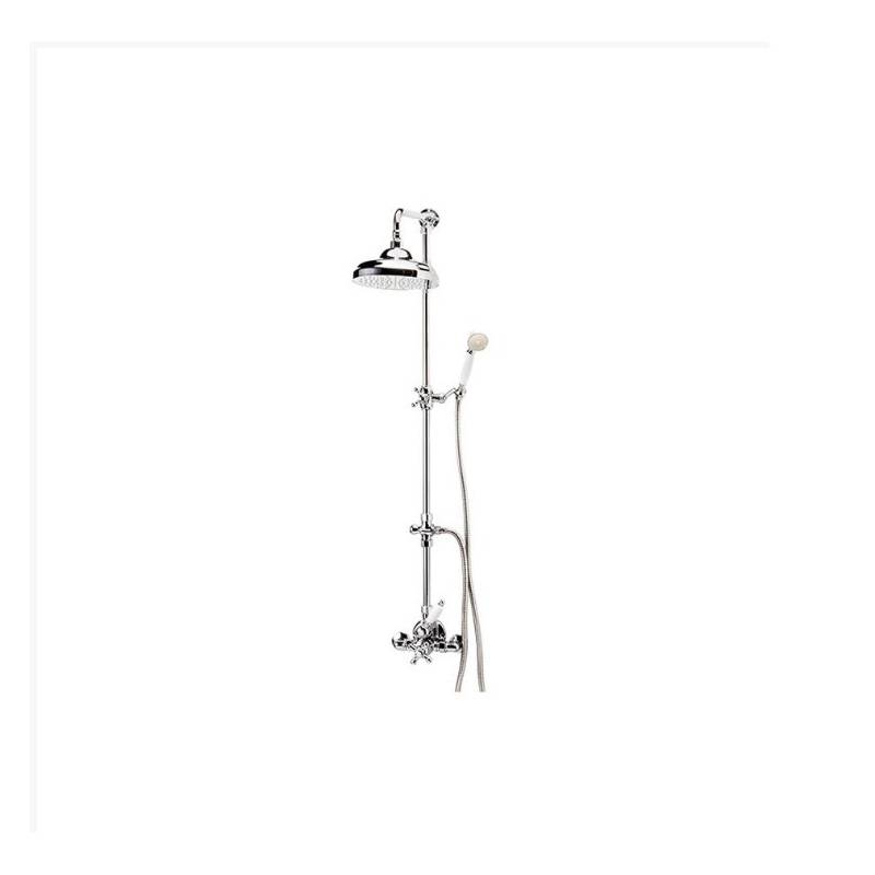 Grifo ducha termostática con columna, rociador y accesorios ducha serie Retro referencia 40049140 Galindo