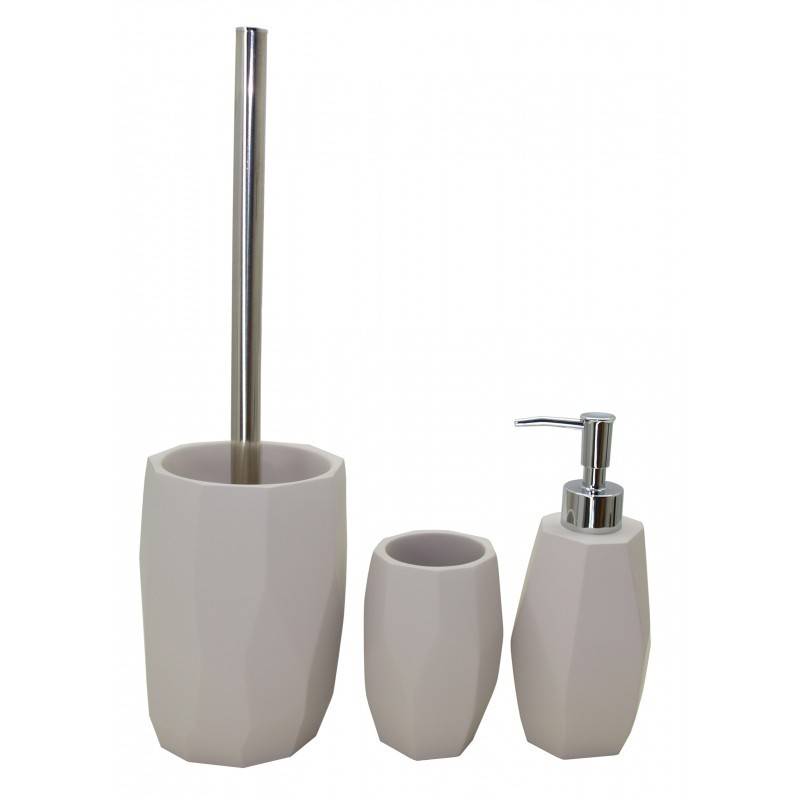 Pacote de escova de vaso sanitário/copo/dispensador de sabão referência CJTCEM Cromados Modernos