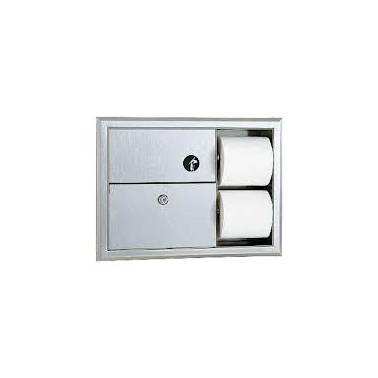 Móvel combinado embutido com porta-rolo duplo e caixote do lixo, marca Bobrick