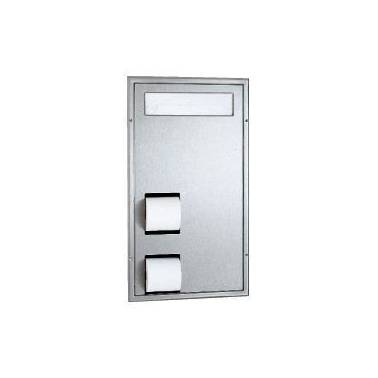 Built-in combination cabinet with sanitary pad dispenser and double toilet roll holder, Bobrick brand
