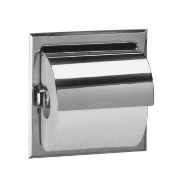 Porta-rolos de papel higiênico embutido com acabamento acetinado Bobrick com tampa