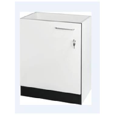 Armoire inférieure en verre blanc avec ouverture de porte à droite, modèle MIRANIT, marque Franke