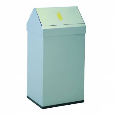 Lixeira basculante em aço galvanizado na cor branca ou inox da Komercia