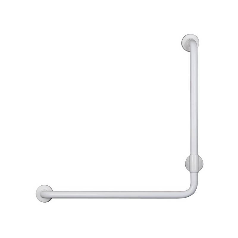 Barra de apoio de parede angular 90º em aço galvanizado com revestimento em PVC branco, marca Komercia
