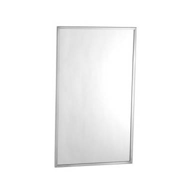 Fester Spiegel aus gehärtetem Glas mit glänzendem Edelstahlrahmen in verschiedenen Größen, Marke Bobrick