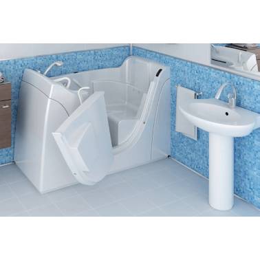 Vasca da bagno geriatrica in fibra di vetro con sportello ad apertura laterale. Riferimento BGE-114