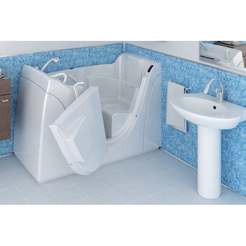 Geriatrische Badewanne aus Fiberglas mit seitlich zu öffnender Tür. Referenz BGE-114