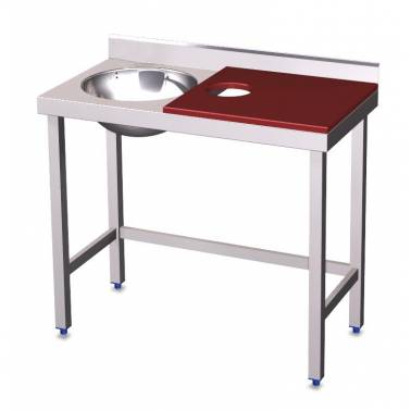 Mesa de cocina de preparación y lavado de 1000x500x850 mm con fibra roja Fricosmos