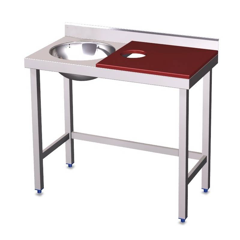 Mesa de cocina de preparación y lavado de 1000x500x850 mm con fibra blanca Fricosmos