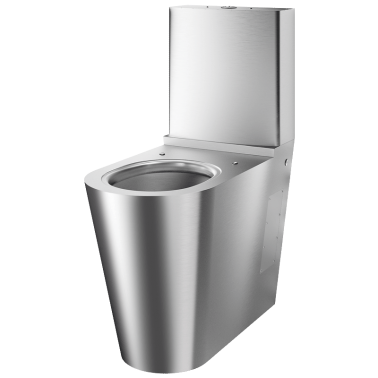 Toilet with cistern made of stainless steel