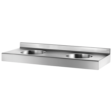 Collective washbasin for two users made of stainless steel