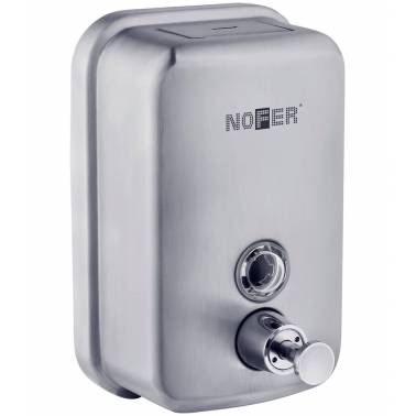 Distributeur de savon mural vertical en acier inoxydable 600 ml. Marque Nofer. Référence 03001.06.S