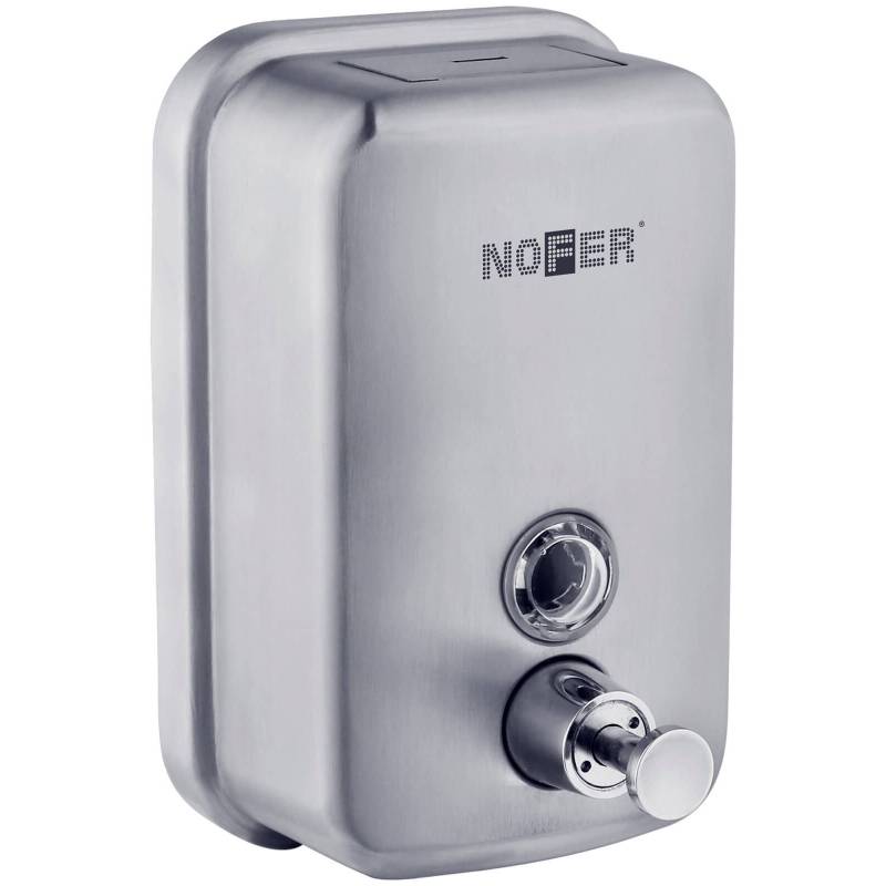 Dosificador de jabón vertical mural de acero inoxidable 600 ml. Marca Nofer. Referencia 03001.06.S