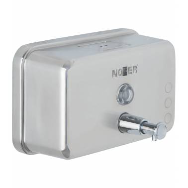 Dosificador de jabón horizontal de acero inoxidable con depósito interior de ABS marca Nofer. Referencia 03042.S