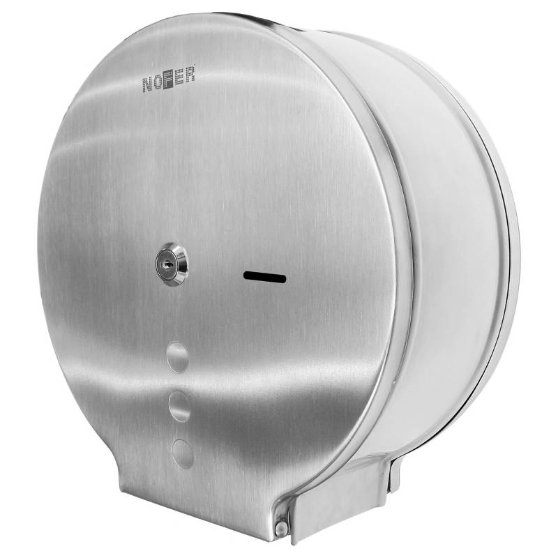 Porta-rolo de papel higiênico industrial em aço inoxidável, marca Nofer. Referência 05006.S