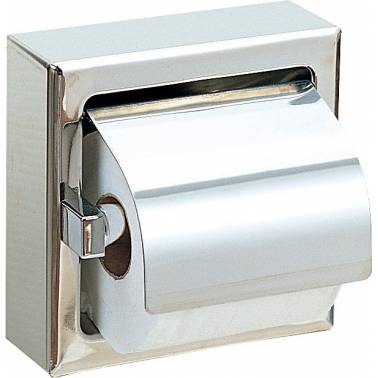 Portarrollos adosado con tapa fabricado en acero inoxidable marca Nofer. Referencia 05007.S