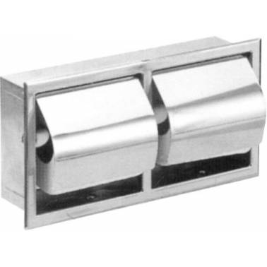 Portarrollos doble para encastrar con tapa en acero inoxidable brillo marca Nofer