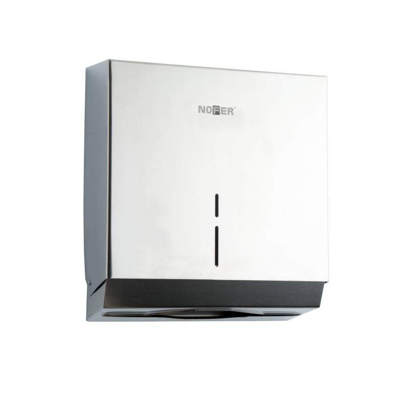 Dispensador de papel higiênico Z-fold, marca Nofer, feito em aço inoxidável