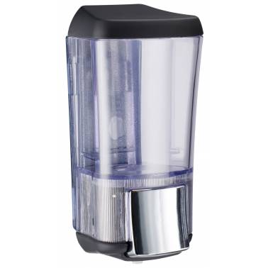 Nofer brand black and transparent liquid soap dispenser for collective use bathrooms