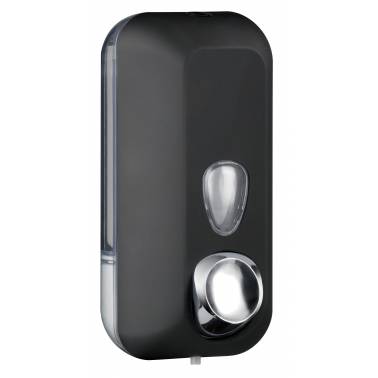 Liquid soap dispenser made of black ABS for collective use bathrooms, Nofer brand