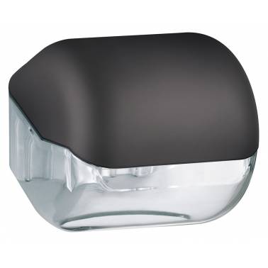Dispensador de papel higiénico en ABS de color negro para baño de uso colectivo marca Nofer