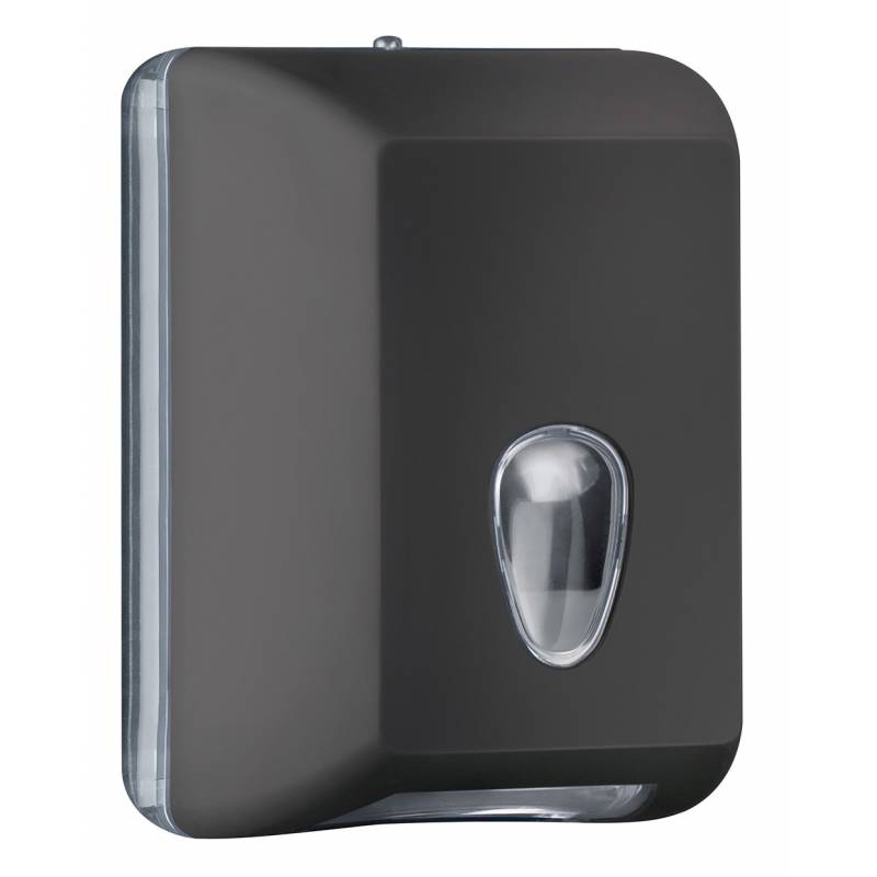 Toilet paper and wipes dispenser made of black ABS for bathroom, Nofer brand