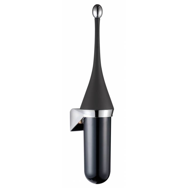 Escobillero porta escobillas de baño instalación a pared fabricado en ABS de color negro marca Nofer