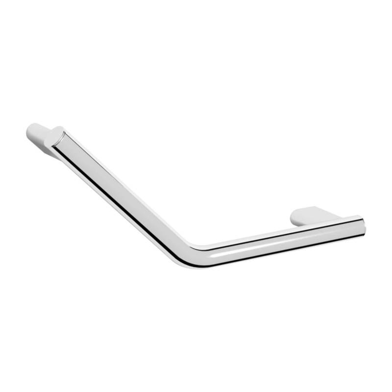 Asidero tipo manillón angular de baño fabricado en latón cromado acabado brillo marca Nofer. Referencia 16332.B