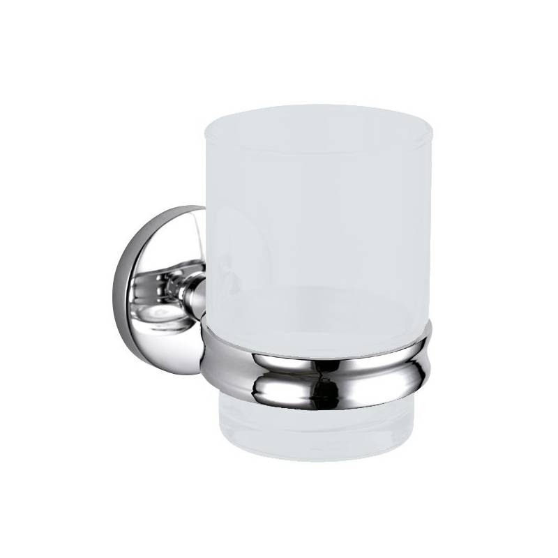 Porta spazzolino in vetro smerigliato con supporto a parete modello Monaco di Nofer