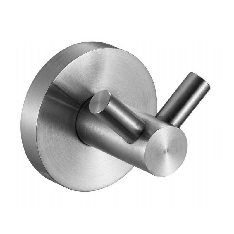 Percha de baño doble redonda fabricada en acero inoxidable modelo Niza marca Nofer