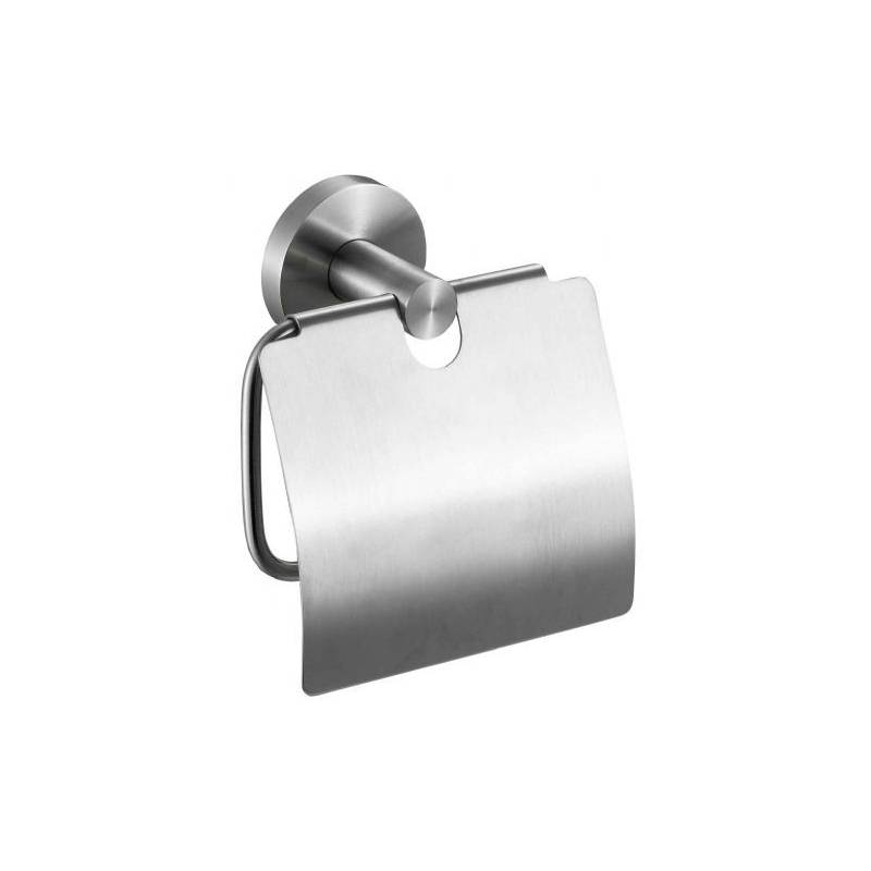 Portarrollos de baño con tapa fabricado en acero inoxidable modelo Niza marca Nofer