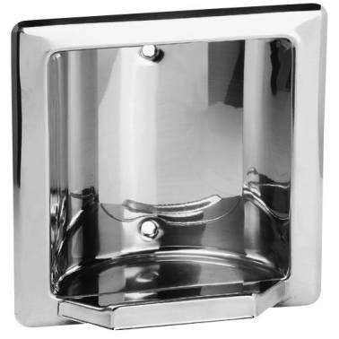 Bathroom soap dish for recessed installation made of stainless steel with a gloss finish, Classic model, Nofer brand