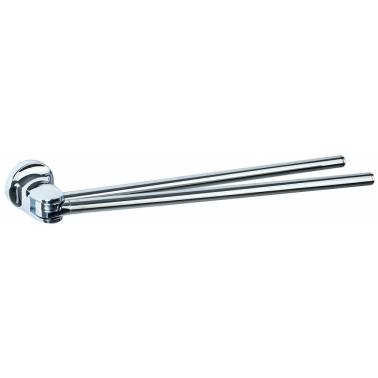 Toalheiro de banheiro duplo dobrável com acabamento brilhante, modelo Hotel, marca Nofer 16408.B