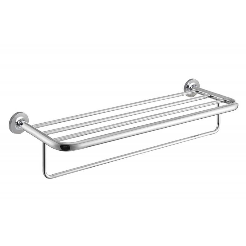 Toallero repisa con barra toallero inferior para baño acabado brillo modelo Hotel marca Nofer 16406.B. Referencia 16406.B