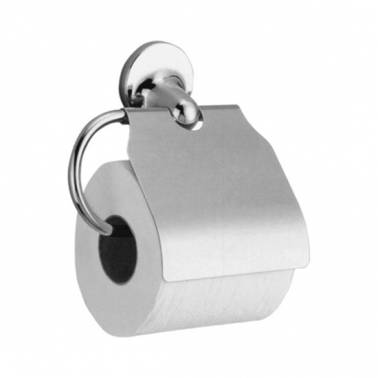 Toilet paper holder for bathroom with lid, gloss finish, Hotel model, Nofer brand, 16417.B