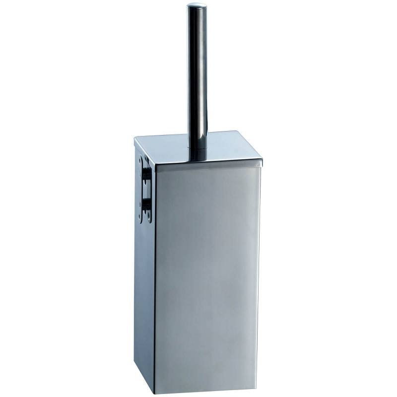 Escobillero con porta escobilla de baño con soporte a pared fabricado en acero inoxidable marca Nofer. Referencia 09074.S
