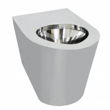 Bodenstehende Edelstahltoilette der Marke Nofer mit horizontalem Auslass