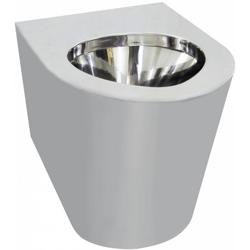 Inodoro con altura especial PMR fabricado en acero inoxidable a suelo salida horizontal marca Nofer. Referencia 13012.M.S