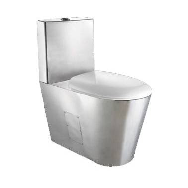 Toilettes en acier inoxydable de marque Nofer avec réservoir à double chasse. Référence 13016.S