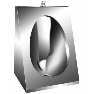 Urinario a pared de acero inoxidable con sistema de descarga en superficie marca Nofer