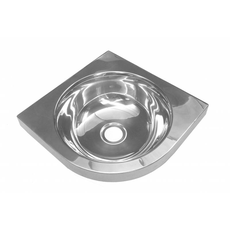 Lavabo angolare sospeso in acciaio inox satinato, marca Nofer