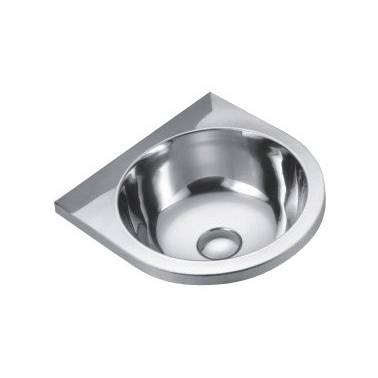 Wall-mounted washbasin with rounded front made of stainless steel, Nofer brand