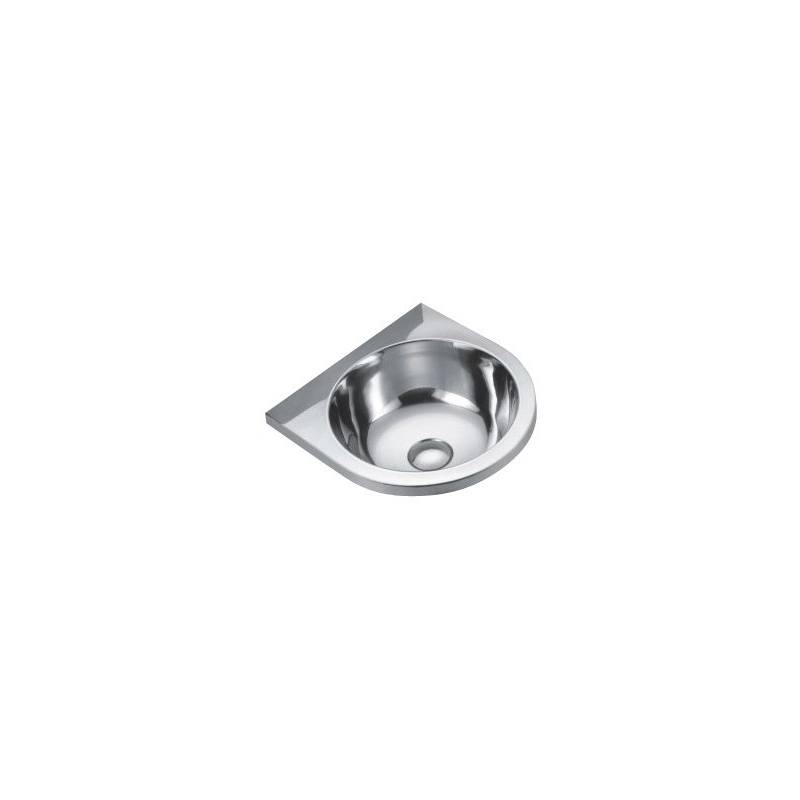Wall-mounted washbasin with rounded front made of stainless steel, Nofer brand