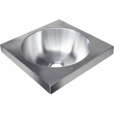 Square wall-mounted washbasin made of satin stainless steel, Nofer brand