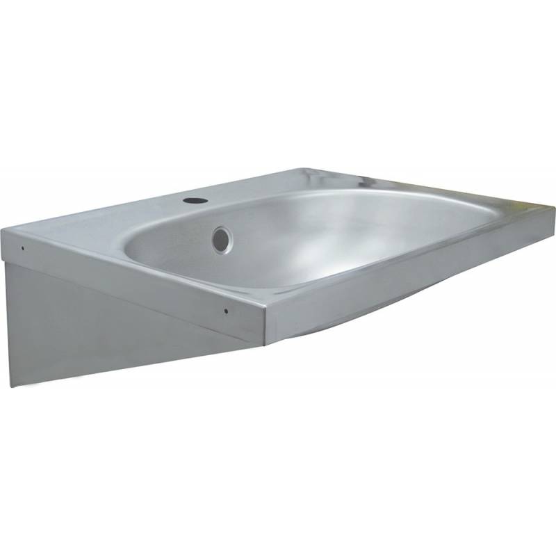 Lavamanos a pared con orificio para grifo y con rebosadero fabricado en acero inoxidable marca Nofer