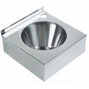 Square wall mounted washbasin with tap hole 300x300 in stainless steel Nofer brand